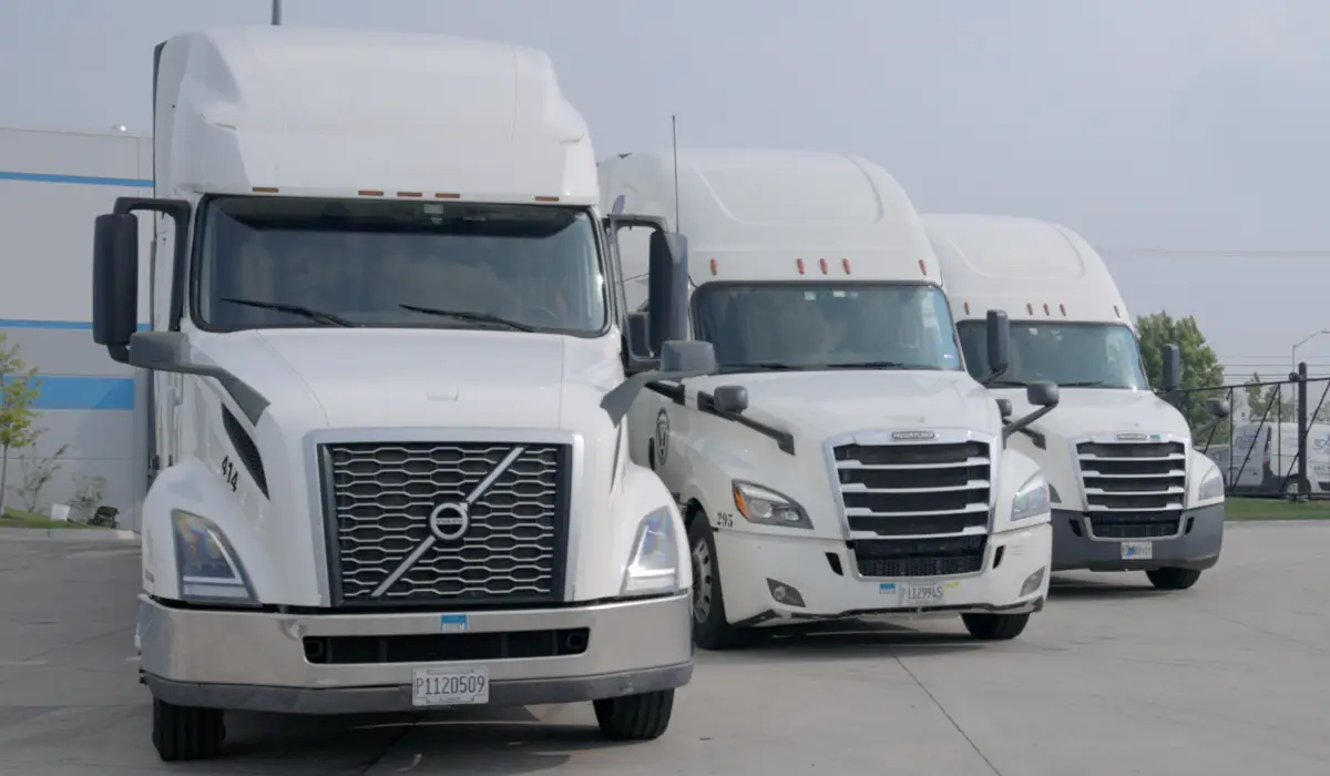 three white cargo trucks for transport logistics