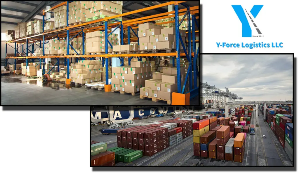 Large boxes and shipping containers in warehouses for transport.