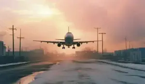 Airplane preparing for landing.