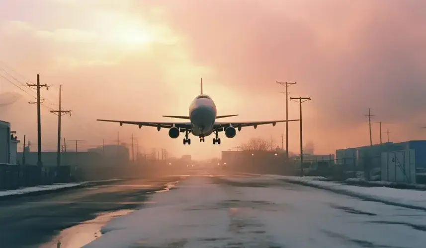 Airplane preparing for landing.